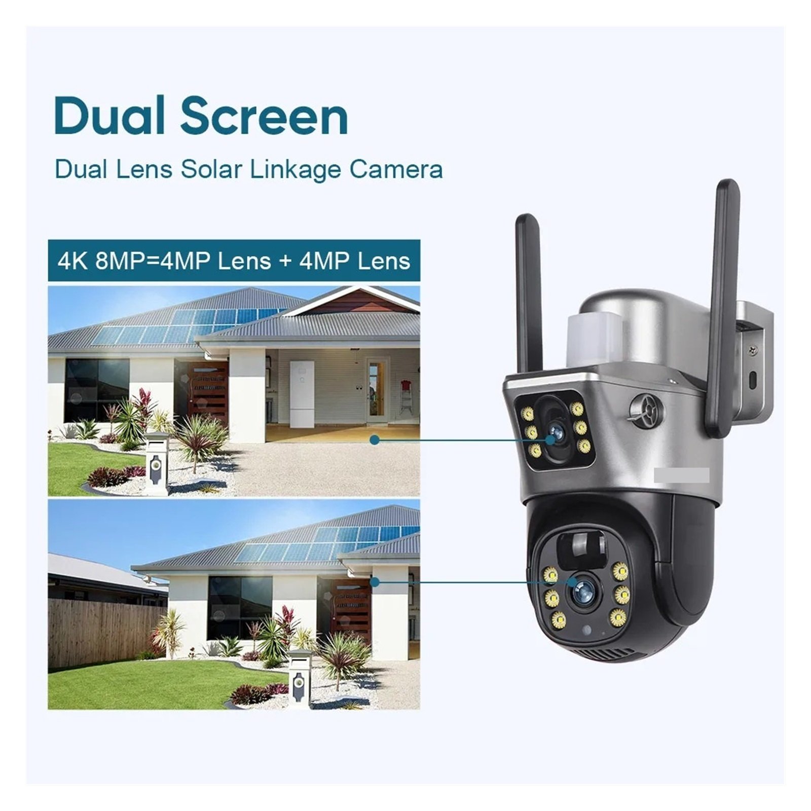 Senhuo 8MP 4G SIM Card Dual Screen Solar Outdoor 4K WiFi PTZ Dual Lens Body Automatic Tracking Waterproof Security Camera