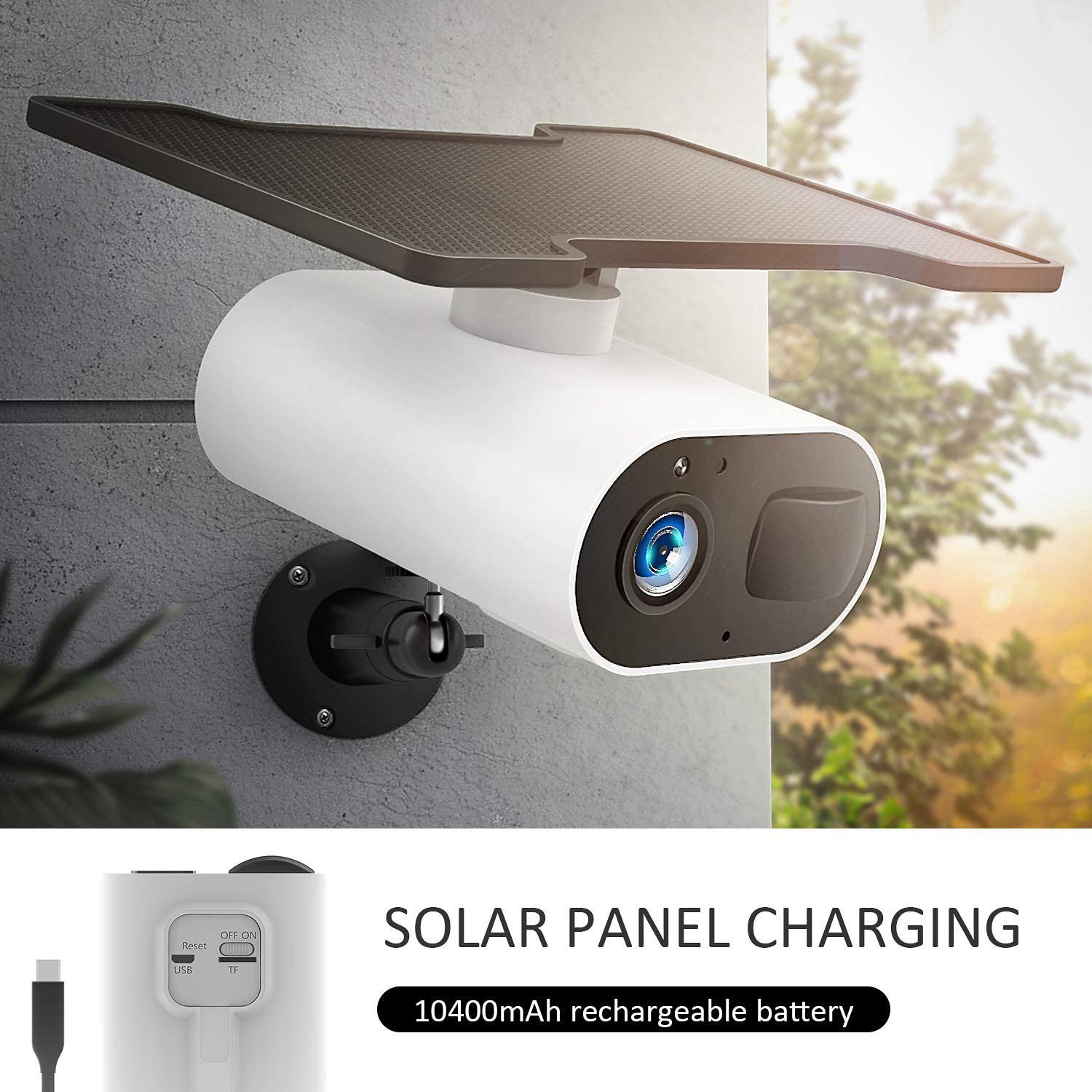 Alexa Solar Powered Rechargeable Battery Outdoor Wifi Security Camera 1080P HD IR Night Waterproof Two Way Audio Surveillance