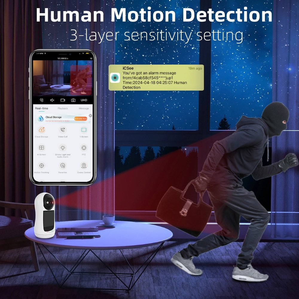 Anboqi Home Camara Seguridad Surveillance Full Color Pet Baby Elder 2MP 2.8 inch Screen Two Way Audio Video Calling Camera Wifi