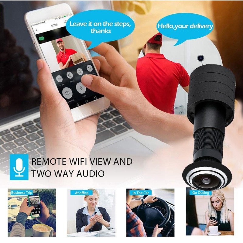Xmeye Icsee Lens Wide Angle Fisheye CCTV Network Mini Peephole Door Wifi Camera P2P Front Door Eye Hole Security 1080P HD 2mm
