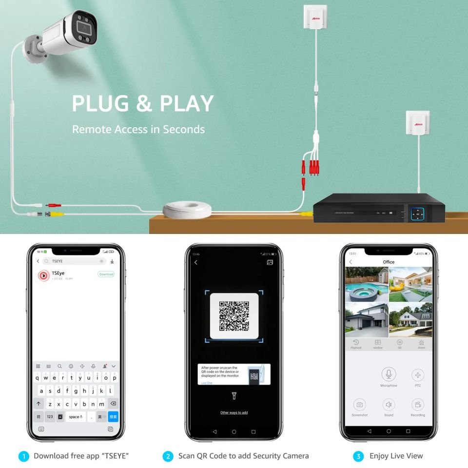 8mp 8channel Security Camera System Outdoor Home 4ch Ahd Dvr Kit 8ch 5mp Cctv Ip Cameras Surveillance Security Camera System