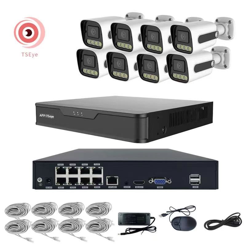4K 8channel 8mp Outdoor Color night vision Surveillance Cctv Ip Poe Nvr Kit Home Security Camera System