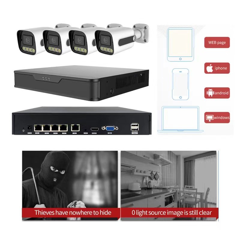 4K 8channel 8mp Outdoor Color night vision Surveillance Cctv Ip Poe Nvr Kit Home Security Camera System