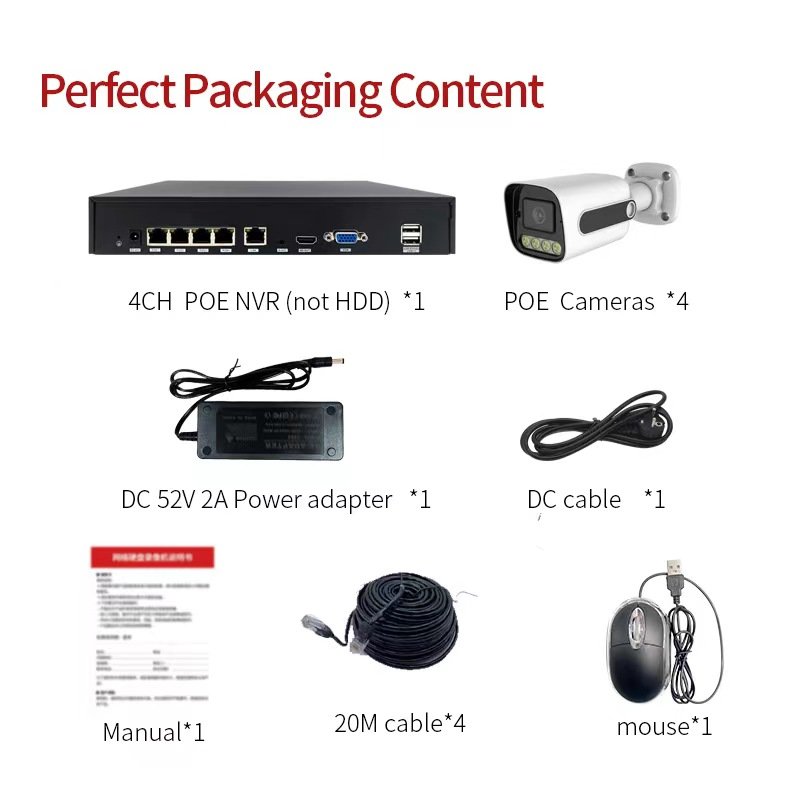 4K 8channel 8mp Outdoor Color night vision Surveillance Cctv Ip Poe Nvr Kit Home Security Camera System
