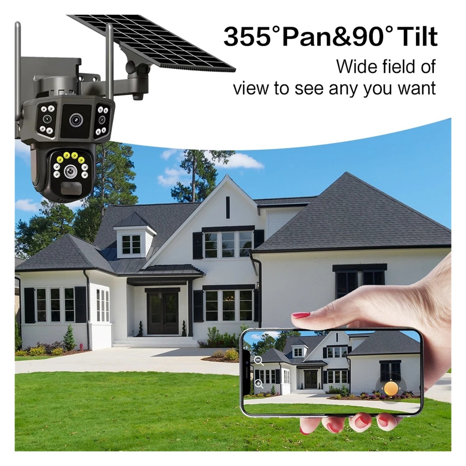 Senhuo CCTV,4K Dual Lens, V380 Wireless WIFI Closed Circuit TV, 4G Sim Outdoor Security Network Solar Camera