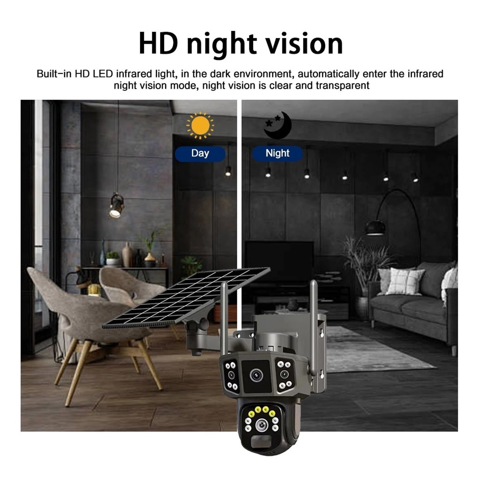 Senhuo CCTV,4K Dual Lens, V380 Wireless WIFI Closed Circuit TV, 4G Sim Outdoor Security Network Solar Camera
