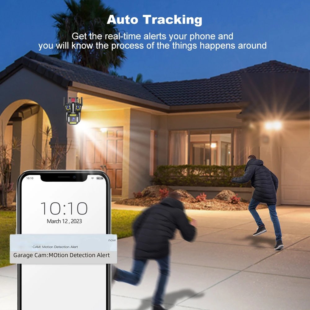 IPC360 HOME 3 lens 3 Screens IP Outdoor Camera WIFI Motion Tracking Waterproof Security System PTZ Video CCTV Camera
