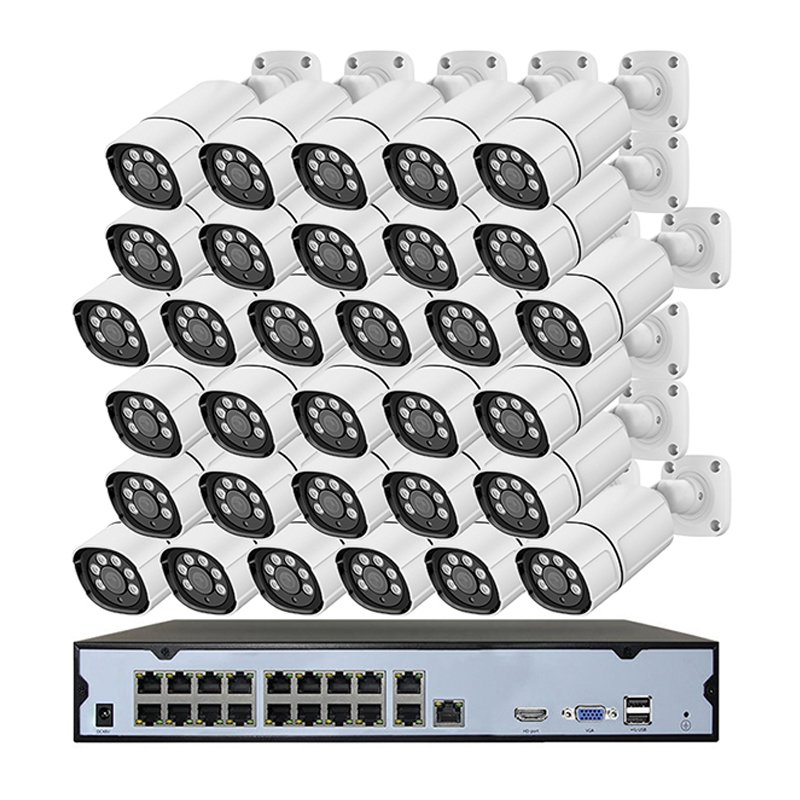 Outdoor Home Poe NVR CCTV Kit Surveillance Security Camera System 32 Channel Black Bullet 4K 8MP Ce Wifi White Indoor Camera