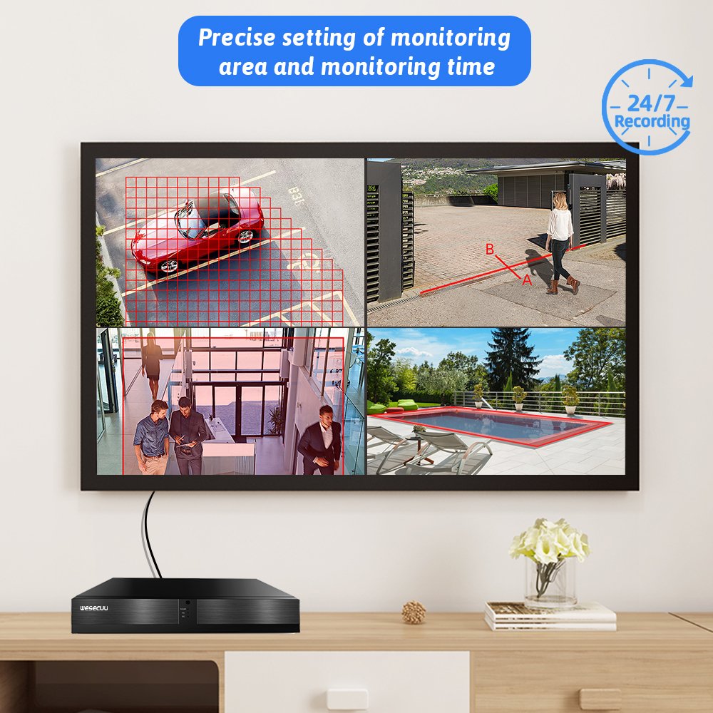 WESECUU home security systems night vision poe nvr security system cctv tv camera de full range surveillance cameras kit
