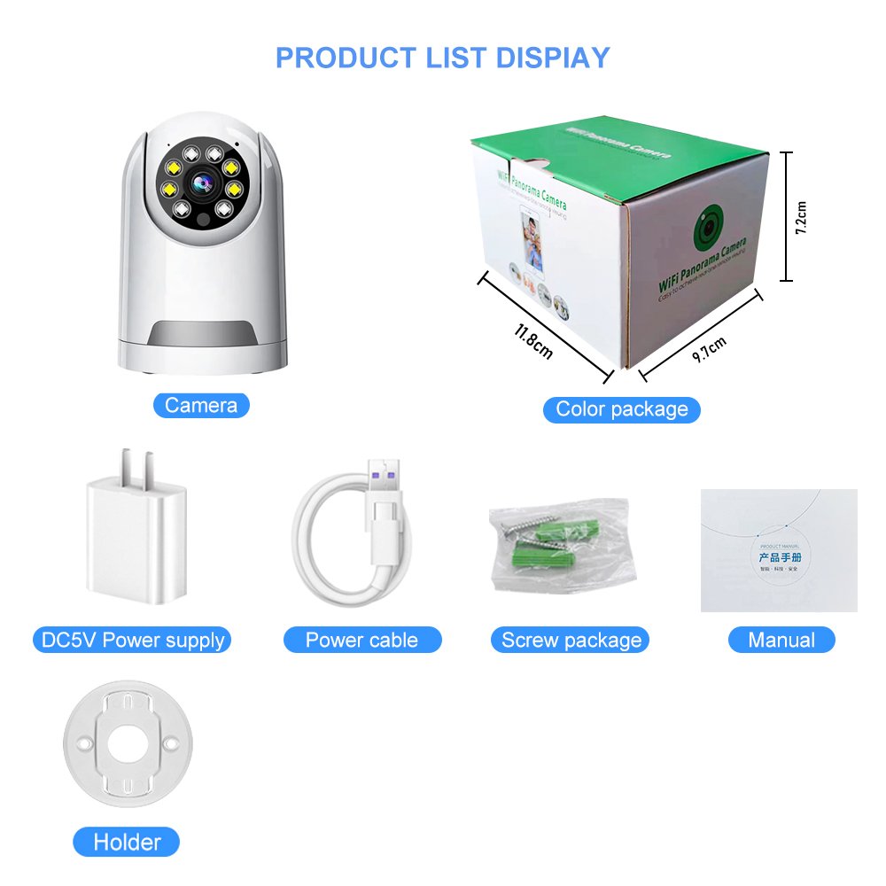 V380 Surveillance HD Wireless Home Security Camera 360 WIFI Audio Night Vision Cloud CCTV Camera