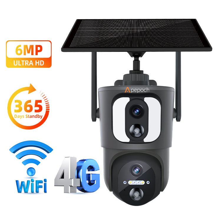 Ubox 6MP home security camera system wireless wifi solar camera de surveillance full hd AI humanoid detection alarm 2.4GHz