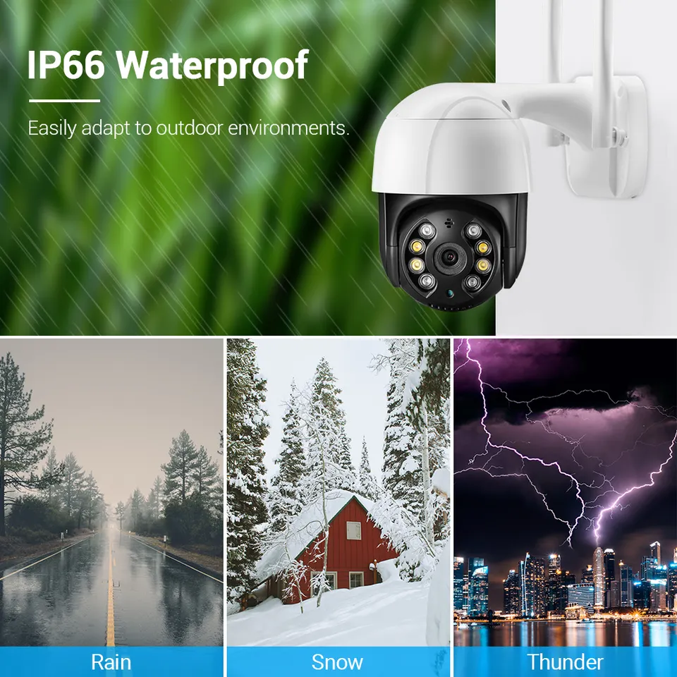 ICSEE 1080P Alarm Audio Surveillance System for Outdoor Waterproof Full Color Night Vision PTZ Security Smart Camera Wireless
