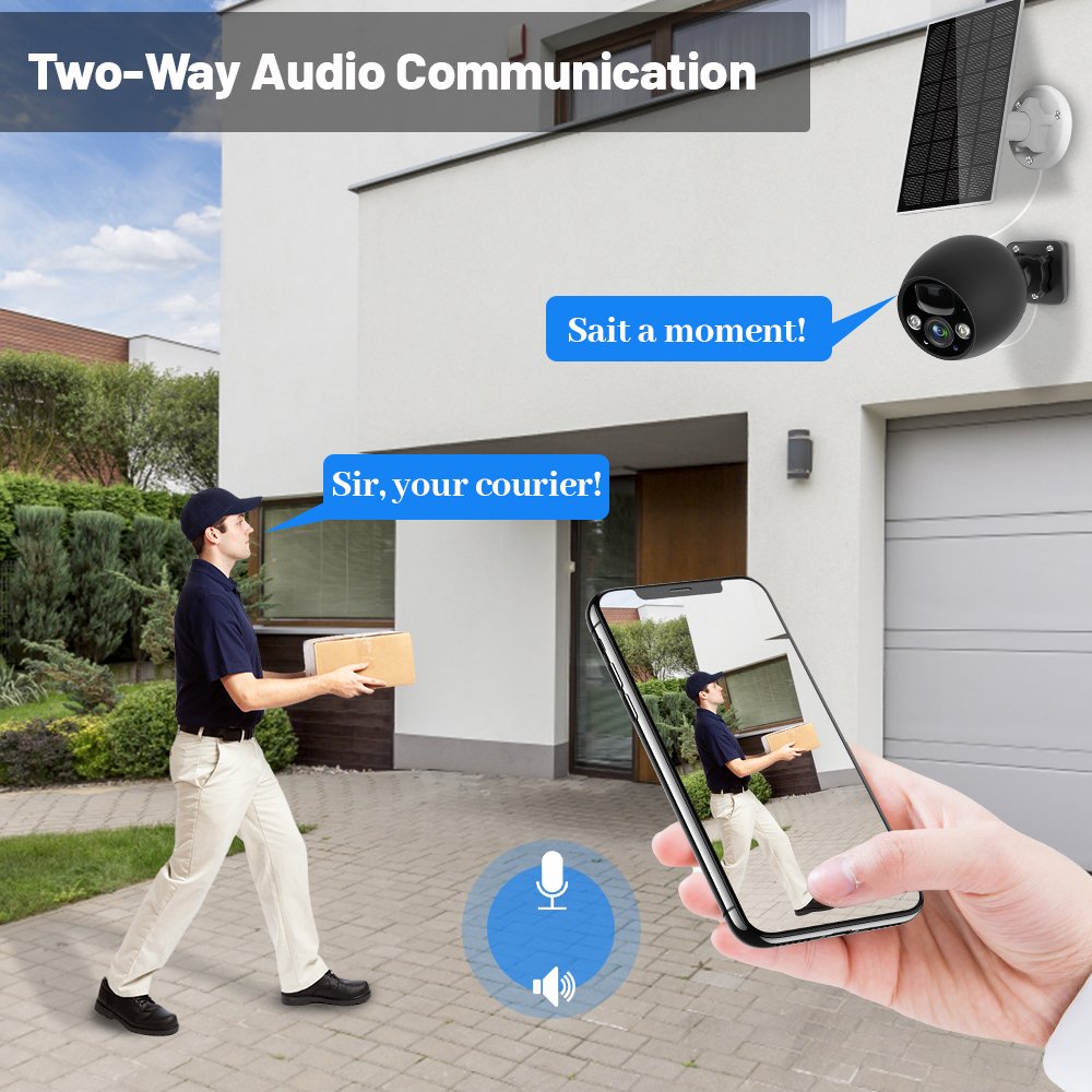 WESECUU surveillance system wifi security system wireless home security camera system cctv camera solar security camera