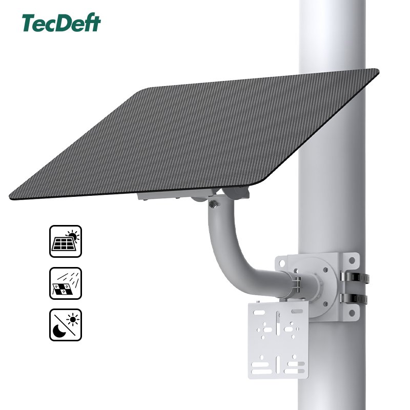 TecDeft Charger Lithium Battery Included 20W Outdoor 4G WiFi Surveillance CCTV IP Security Network Camera Solar Panel