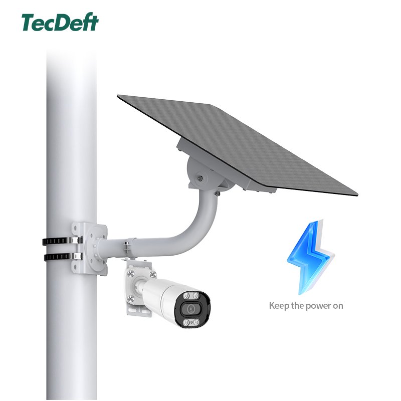 TecDeft Charger Lithium Battery Included 20W Outdoor 4G WiFi Surveillance CCTV IP Security Network Camera Solar Panel