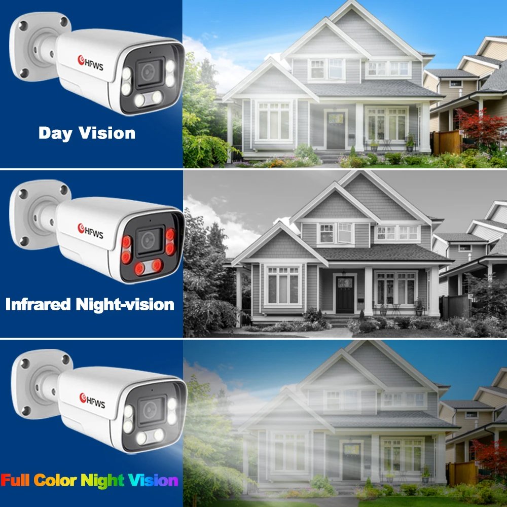 HFWS 4K 8MP 8CH PoE NVR Kit Two Way Audio Full Color IP66 8pcs Outdoor Home Cctv Ip Cameras Surveillance Security Camera System