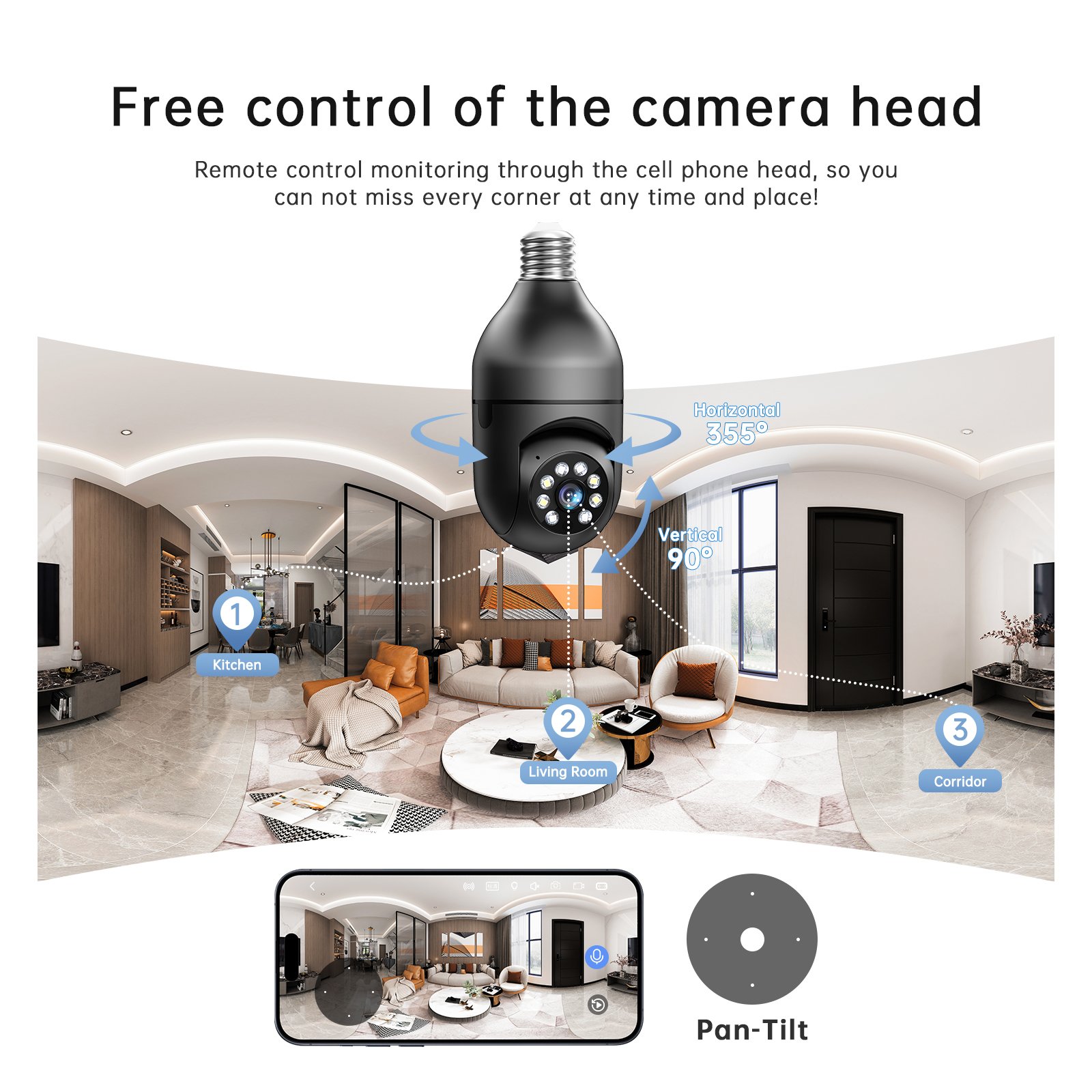 WESECUU wifi camera Bulb 3MP Customized OEM ODM factory cctv camera wireless ptz camera