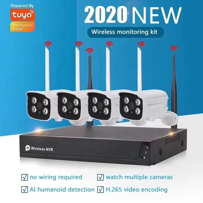 tuya wifi kit 8ch 2mp Wireless NVR Kit Security System Camera surveillance camera CCTV IP camera