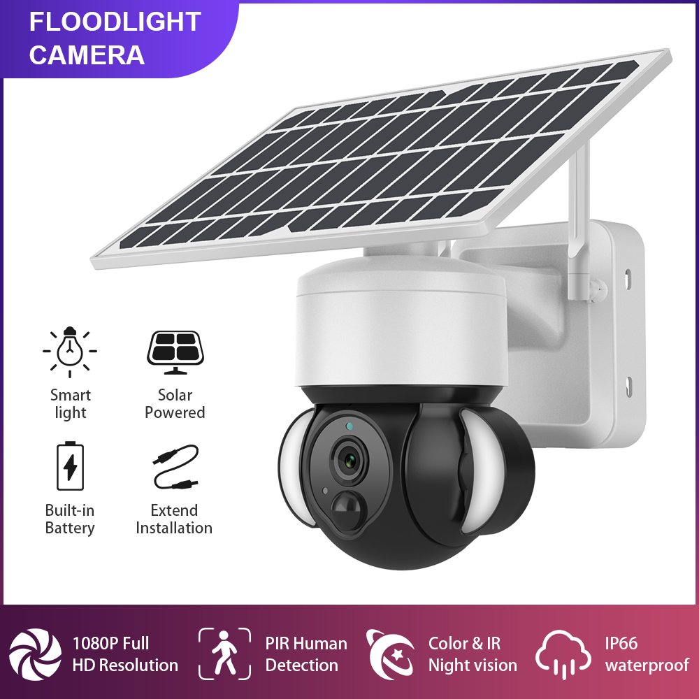 Hot Sale 4G Network Security Surveillance System Camera PTZ Wireless Outdoor Floodlight Camera Solar CCTV