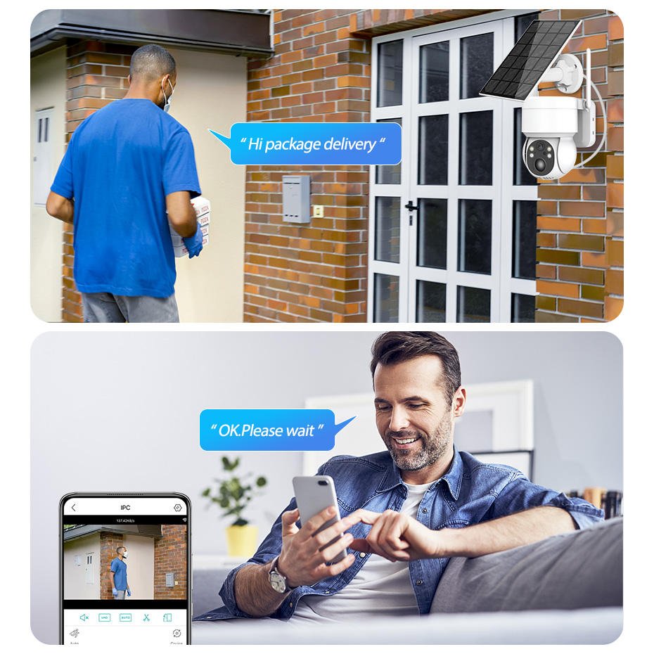 KERUI Outdoor Low Power Consumption Surveillance System Ptz 360 Panoramic Smart Security Wireless Cctv Ip Wifi Solar Camera