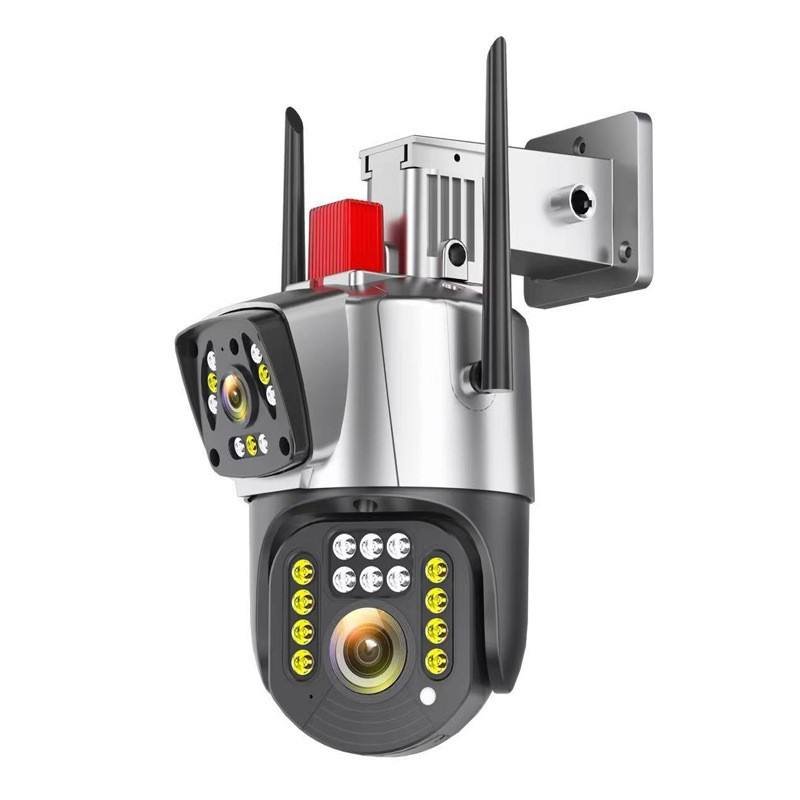 Voice Record Smart Dual Lens 2mp Security Motion Detection Pan-Tilt Ptz Cctv Ip Network Wifi Camera Floodlight Camera