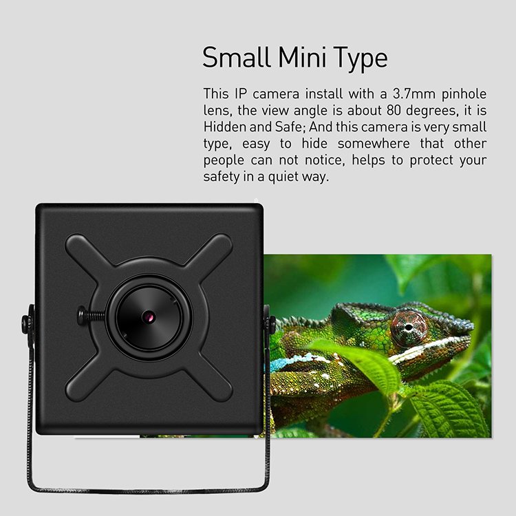 REVODATA 5MP Mini PoE IP Camera, 3.7mm Pinhole Lens Indoor Security Camera Network CCTV Surveillance (I706-2-P-TS)