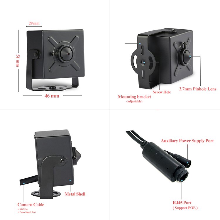 REVODATA 5MP Mini PoE IP Camera, 3.7mm Pinhole Lens Indoor Security Camera Network CCTV Surveillance (I706-2-P-TS)