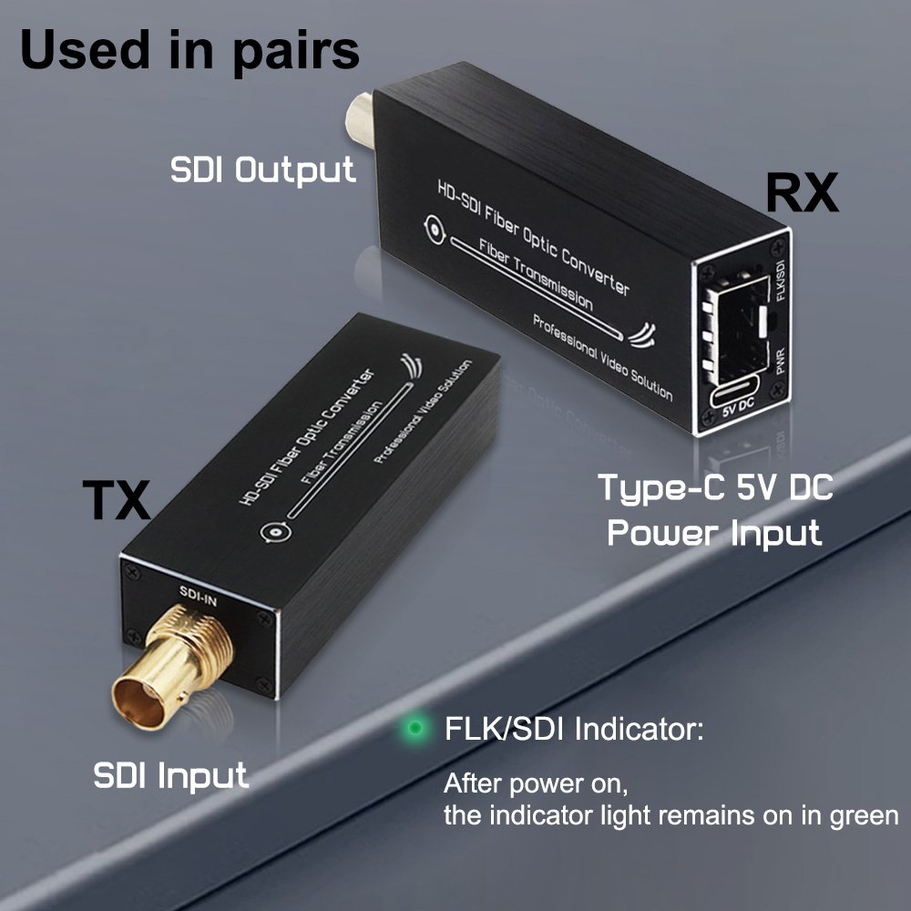 Mini HD-SDI to Fiber Optic Equipment MMF LC Fiber Converter with 550 M Simplex Fiber Optic Equipment