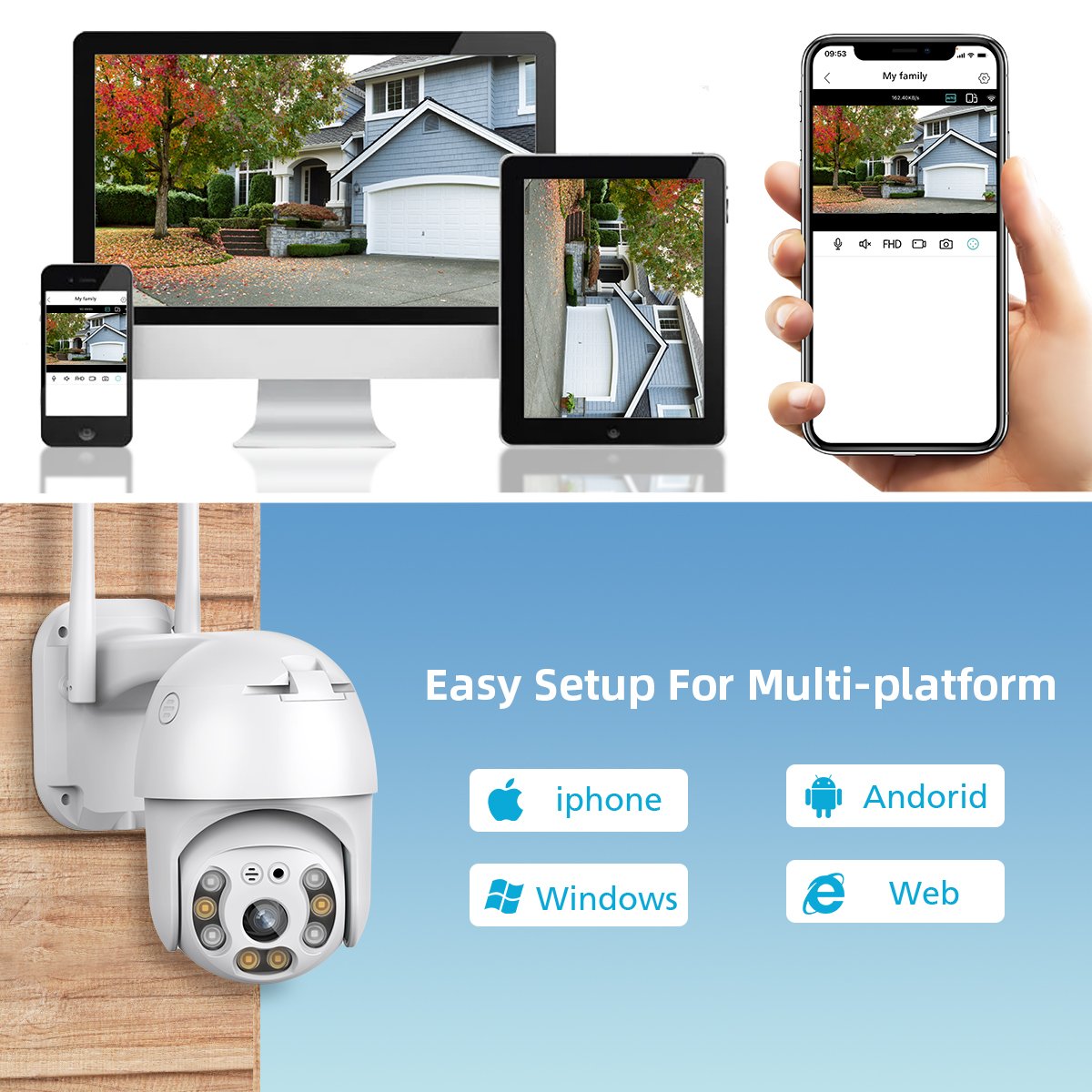 Outdoor CCTV PTZ POE Camera Surveillance Security Camera System Kit NVR Video Recorder Outdoor Waterproof 3MP 5MP POE Camera