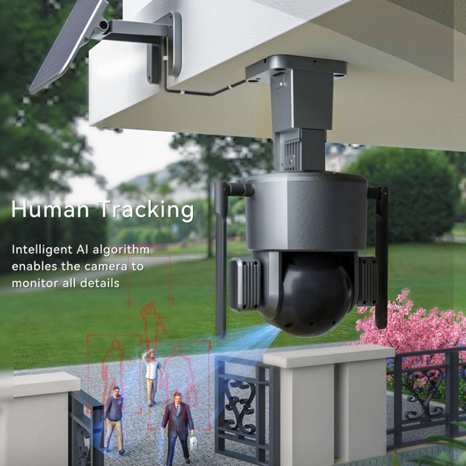 New 4K Wireless Outdoor Camera Solar Panel Dual-lens Linkage Camera PIR Motion Detection 4X 10X Optical Zoom solar Camera