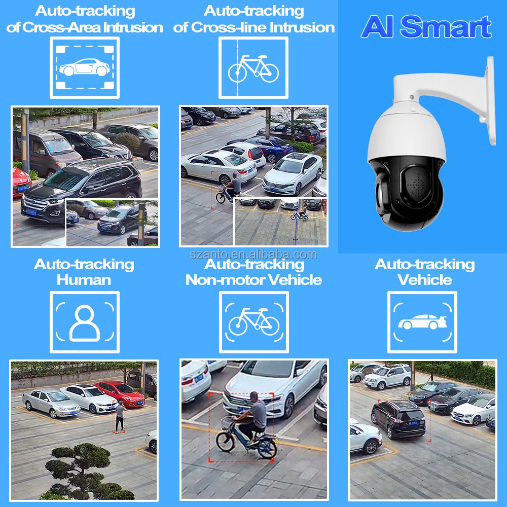18x Optical Zoom Security Camera with Auto Tracking 5MP WDR 120dB Surveillance Camera with Memory Card PTZ Night Vision Cam