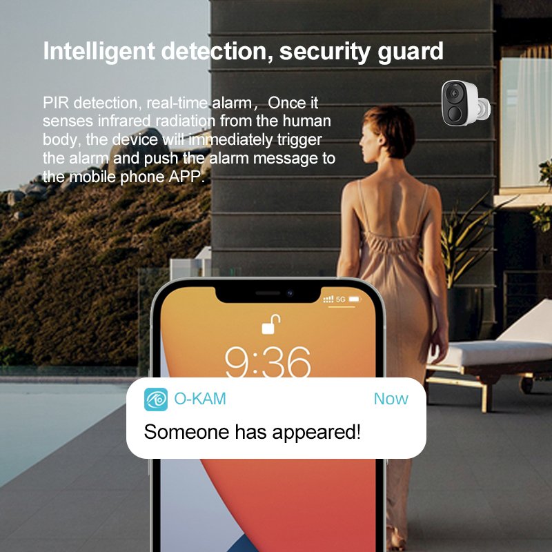 Remote Control Okam Pro App PIR Network IP camera Solar Cctv WiFi Security Camera IP66 360 Degree Outdoor Security Camera