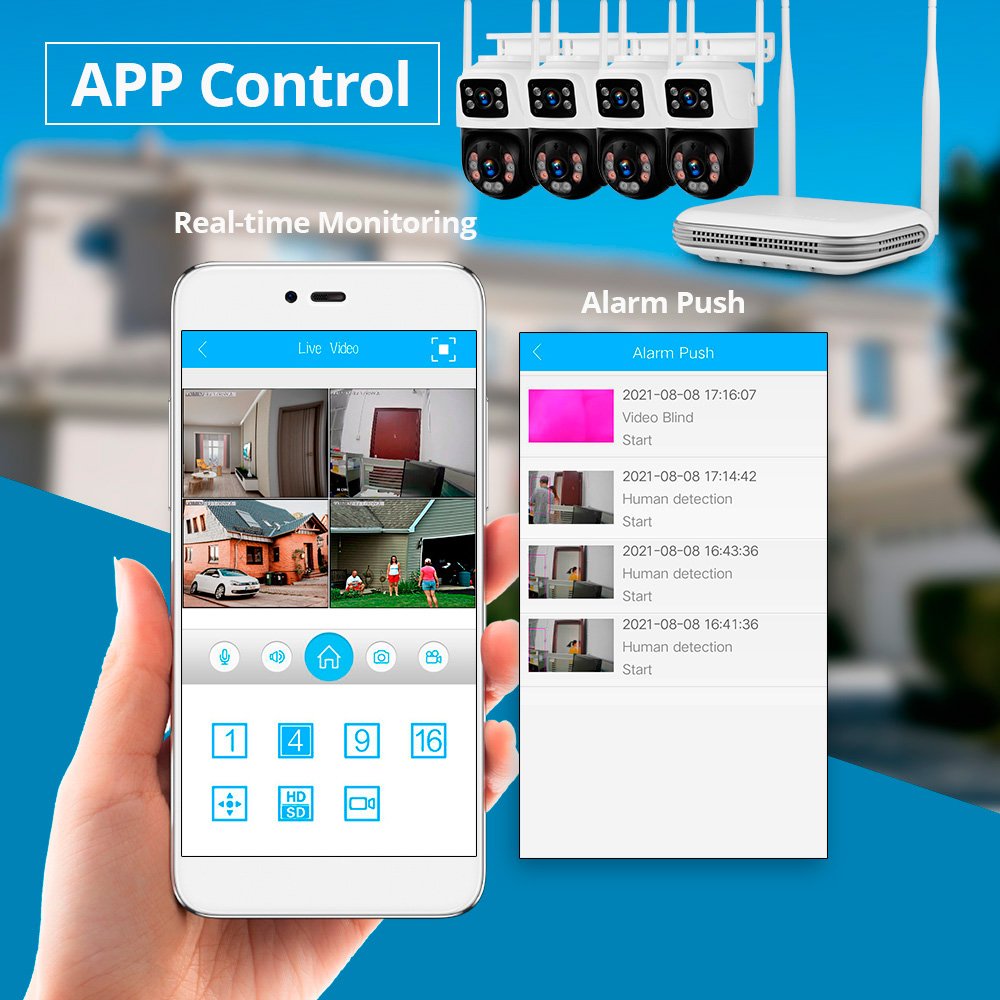 Full HD 6MP NVR Cameras System IP WIFI Surveillance Home Camera Security CCTV System Double Lens Network Camera NVR Kit