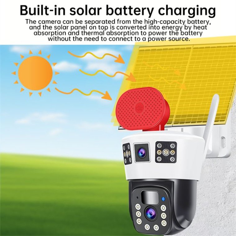 Rscamtom 4K Solar Security Camera for Home Security Surveillance Wireless Outdoor System for Solar Energy Surveillance