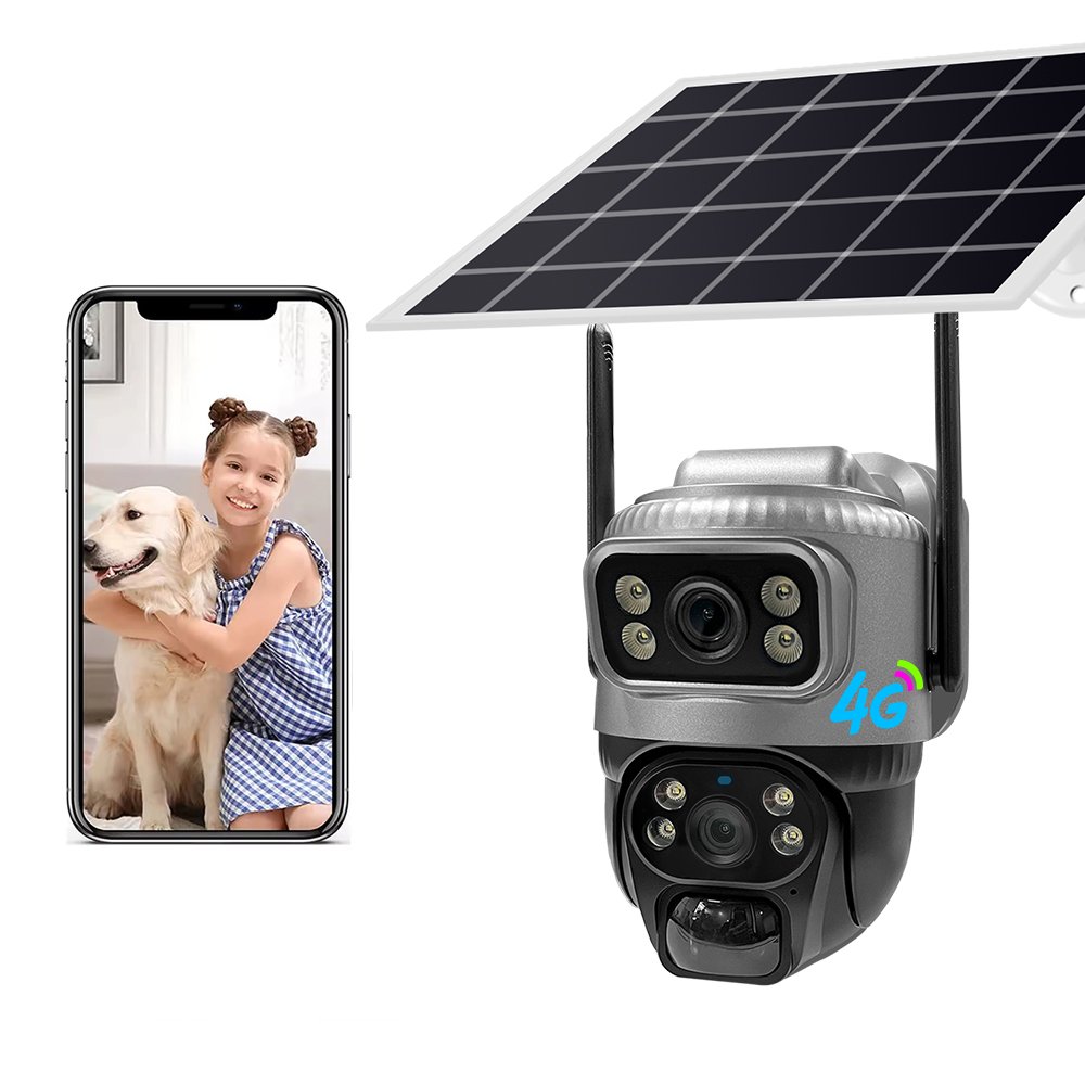 2K V380PRO Outdoor 4G Security Cameras Dual Camera 360 Dgtical Zoom Solar Powered Surveillance Wireless Camera