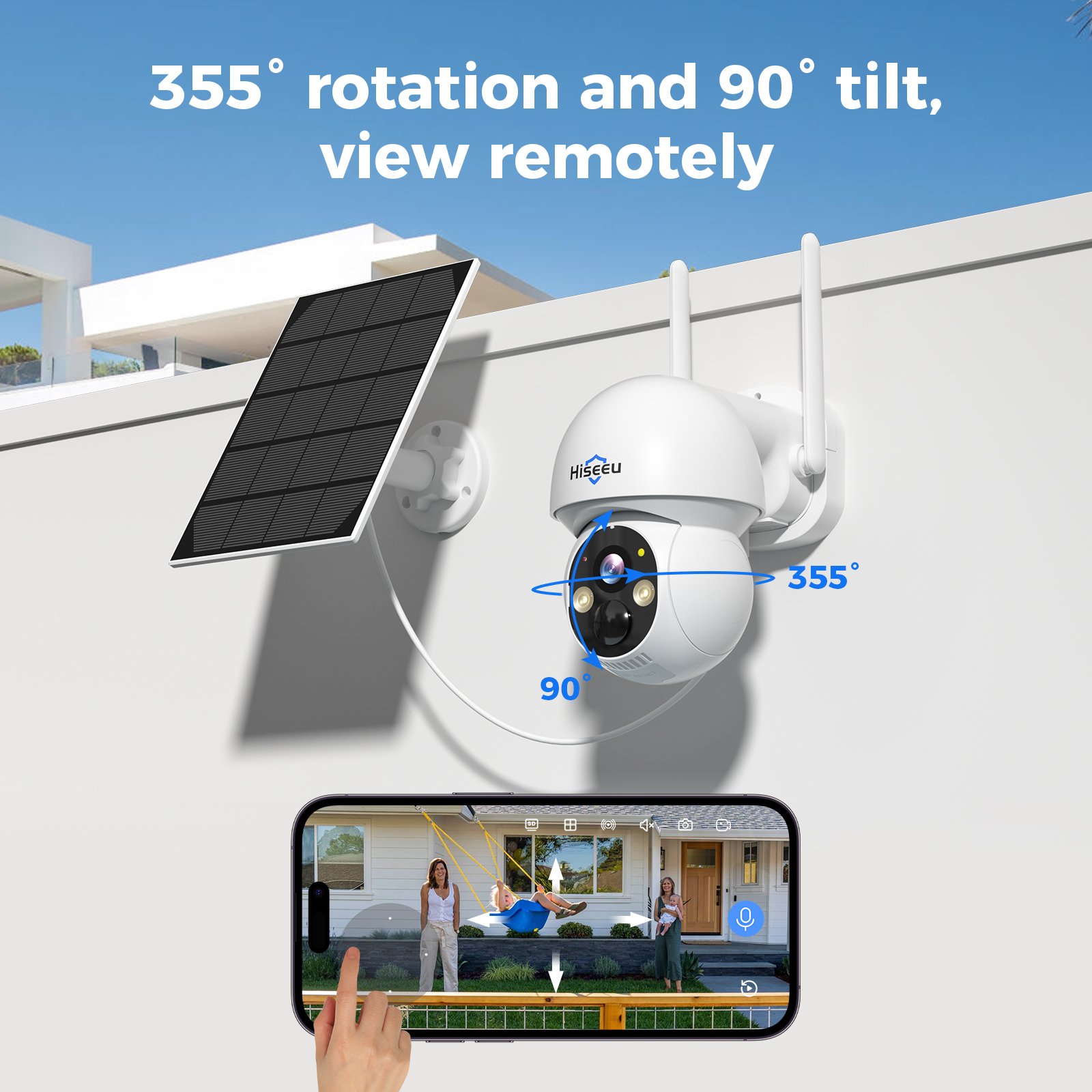 Solar Security Camera 5MP 10-In ch Monitor Ptz Outdoor Surveillance System Wireless WiFi