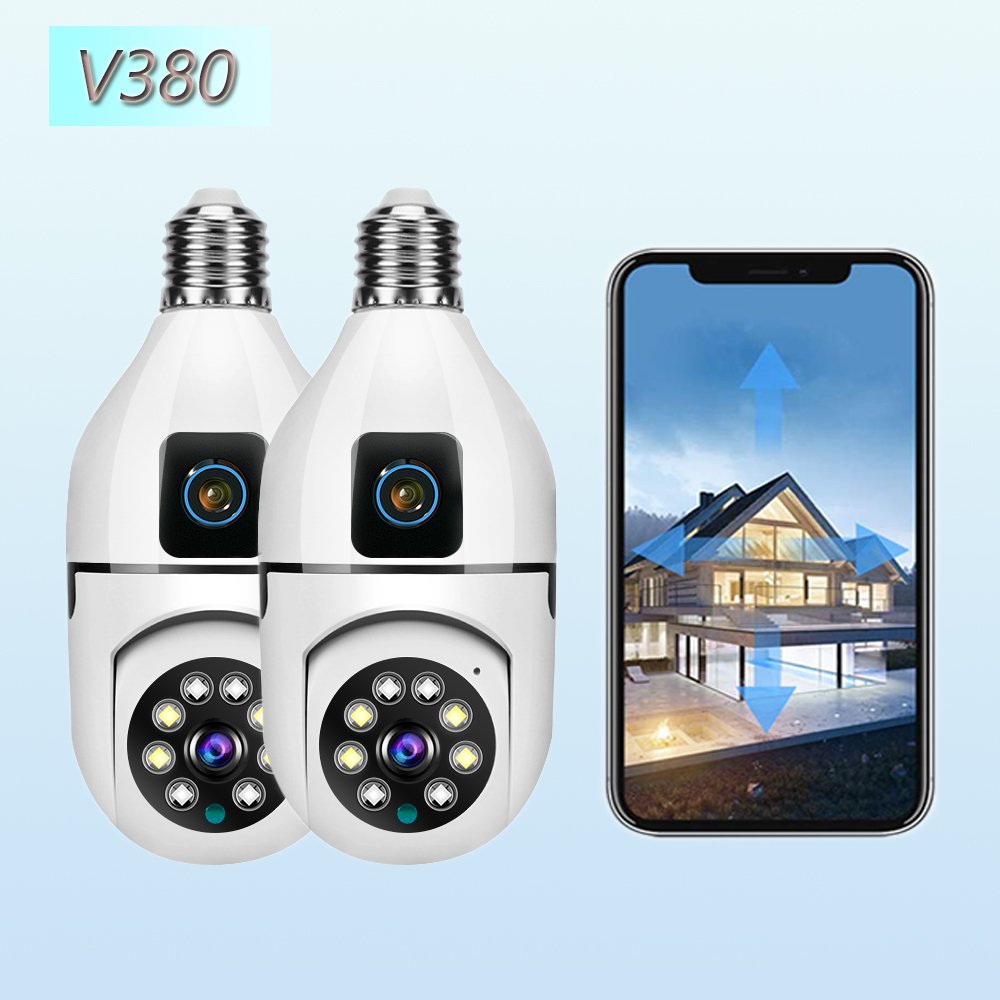 V380PRO wifi camera Bulb Camera 2mp mobile tracking Full Color Night vision 360 Light bulb camera
