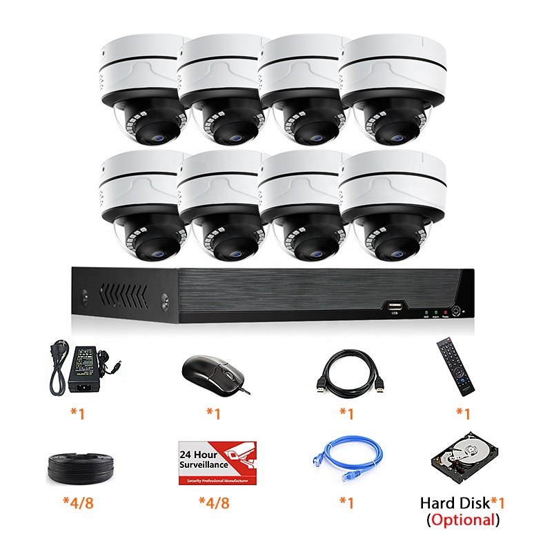 4/8ch Xmeye security camera system 4k 8MP face recognize audio motion detection cctv camera for sale camera surveillance system