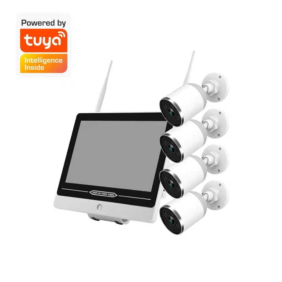 4CH 1080P Wireless NVR Kit WiFi CCTV System 10.1" LCD Monitor Screen 2MP IR Outdoor Security Camera Video Surveillance Set