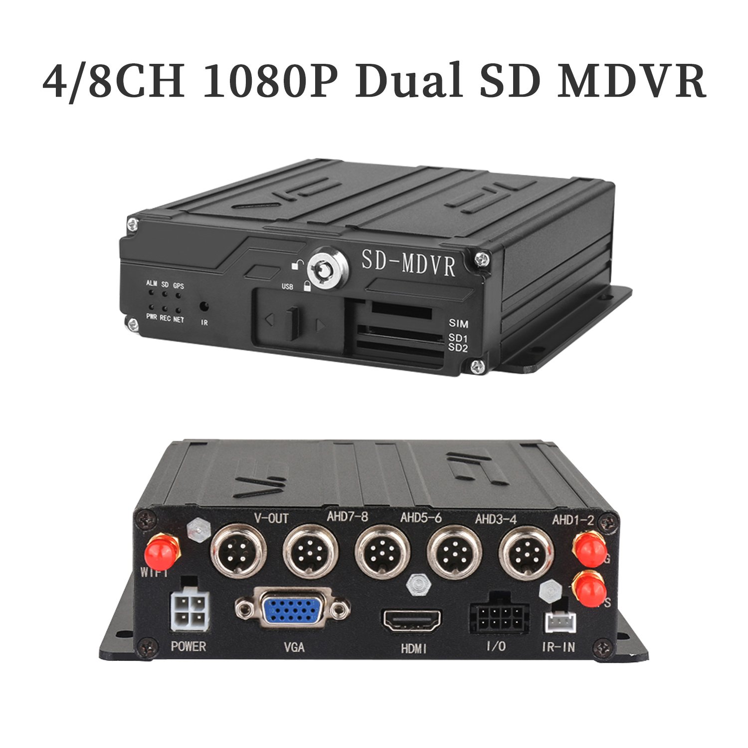 8CH AHD1080P mobile DVR video surveillance recording system with single SD recording 256G-512 max, H.264 compression