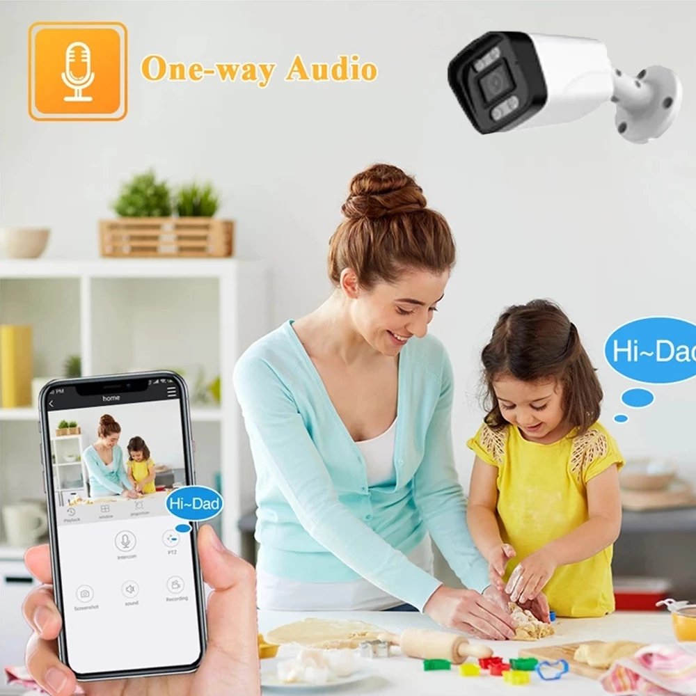 8MP 5MP POE IP Camera Bullet Outdoor Waterproof Color Night Vision Audio Video Surveillance Security Camera IPC for NVR System
