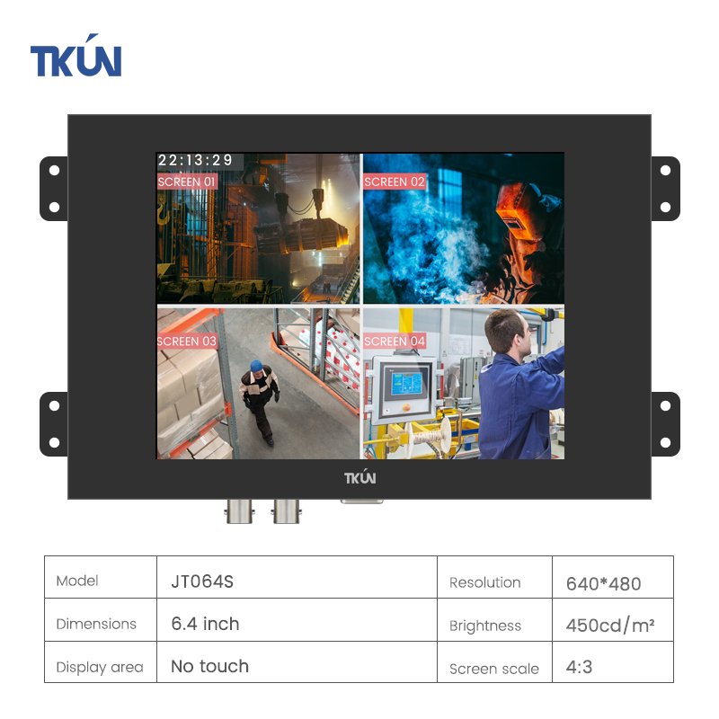 HD/BNC/VGA 6.4-Inch LCD Monitor Industrial Video Surveillance For Car Production Workshop Security Video Surveillance Display