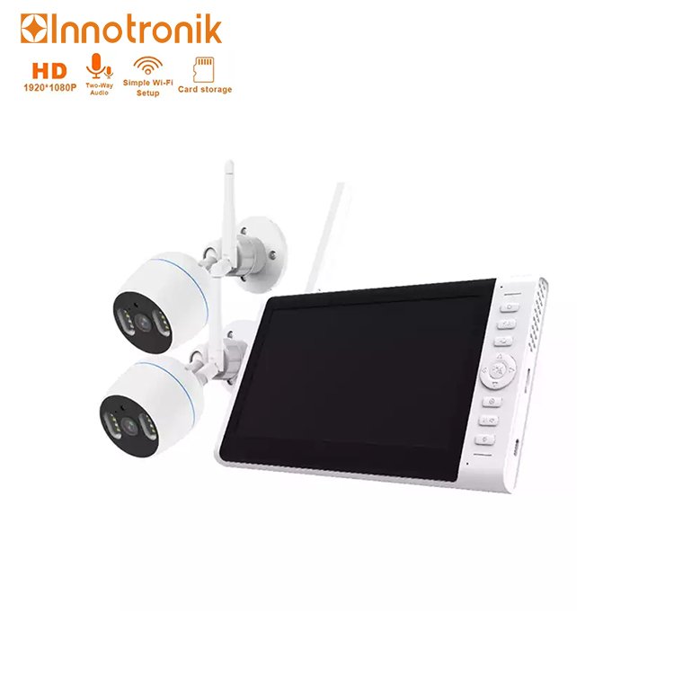Innotronik Face Detection 2CH Wireless CCTV System with 7Inch NVR Kit AI IP Camera Security System Video Surveillance Monitor