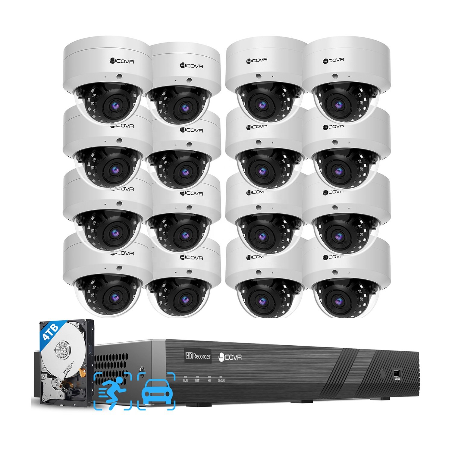 16x 5MP IK10 Vandalproof IP67 Dome AI PoE Camera night vision Business Home Surveillance 8 16 Channel nvr ip cctv camera system
