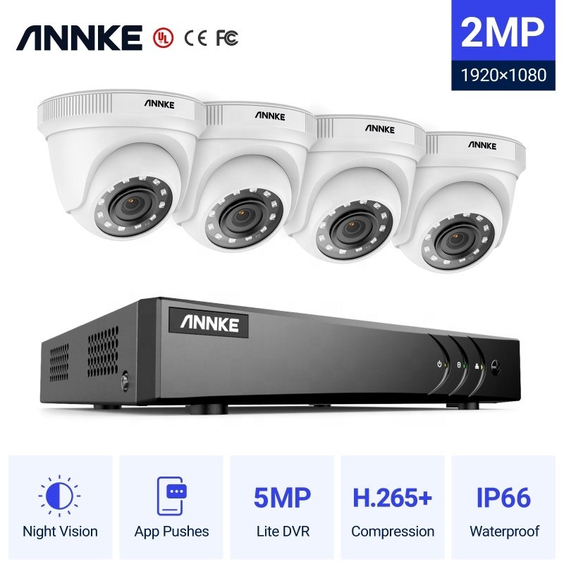 8CH 5MP H.265+ DVR Security Camera System 4pcs 1080p Outdoor IP66 Waterproof Surveillance CCTV Camera