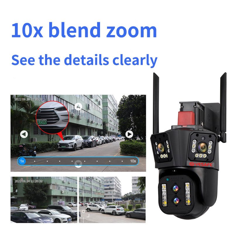 VESAFE 16MP 8K HD Wireless Outdoor Security Camera Triple lens Smart Wifi Auto Tracking Outdoor PTZ Network Camera