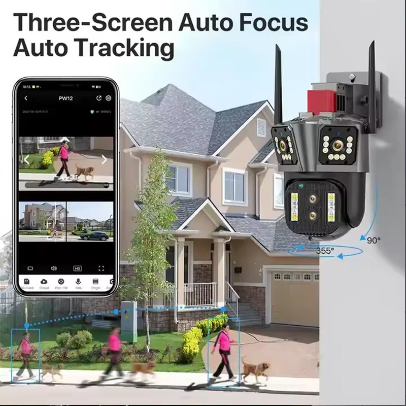 VESAFE 16MP 8K HD Wireless Outdoor Security Camera Triple lens Smart Wifi Auto Tracking Outdoor PTZ Network Camera