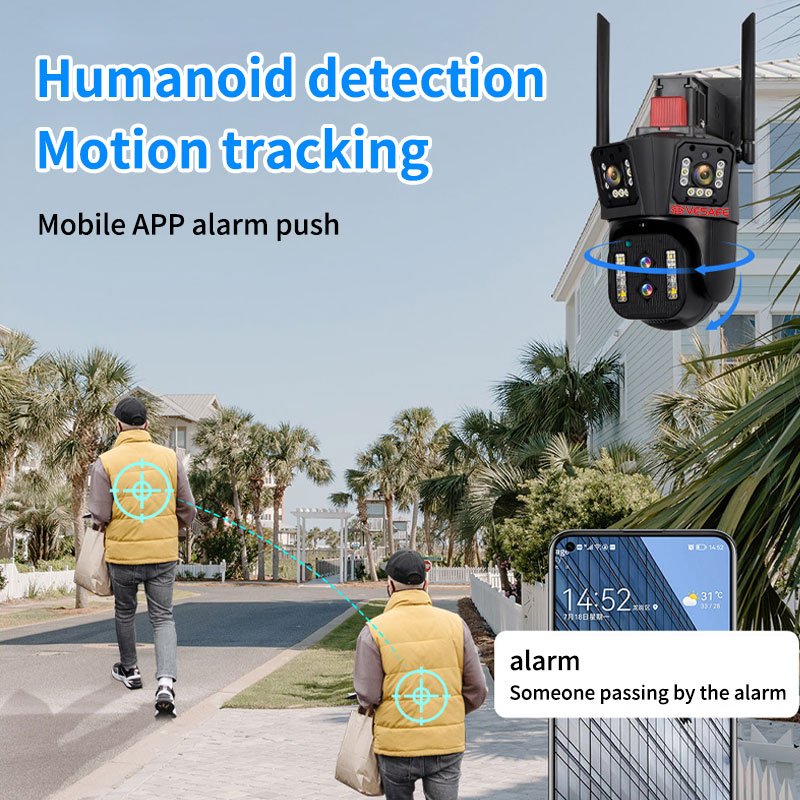 VESAFE 16MP 8K HD Wireless Outdoor Security Camera Triple lens Smart Wifi Auto Tracking Outdoor PTZ Network Camera