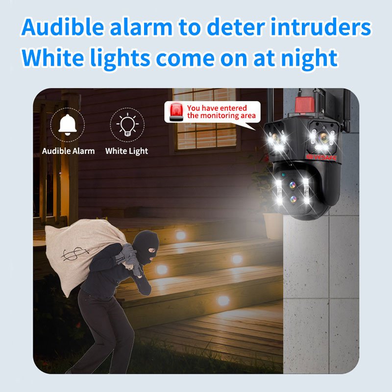 VESAFE 16MP 8K HD Wireless Outdoor Security Camera Triple lens Smart Wifi Auto Tracking Outdoor PTZ Network Camera