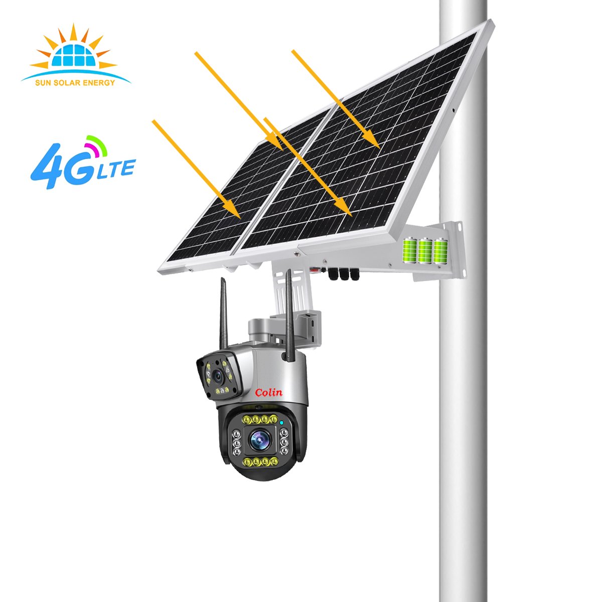 Long video 2MP+2MP 60W 30AH Dual Lens Wifi CCTV 4G Outdoor Street Solar Security System PTZ Surveillance CCTV Camera kit